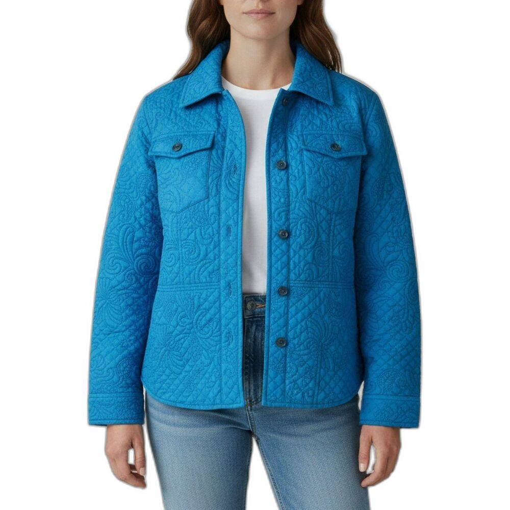 Kiko  Jacket Women’s Size M Blue 100% Silk Embroidered New Y2K #102
